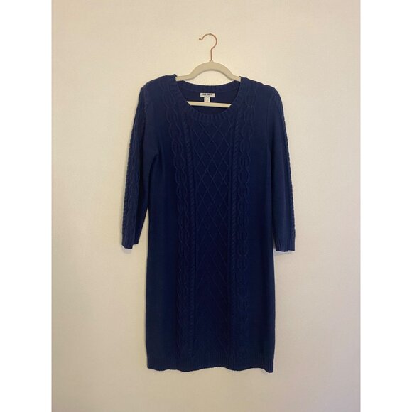NWT Old Navy Women’s Blue Cable Knit Sweater Dress 3/4 Sleeve Size M - Picture 1 of 5